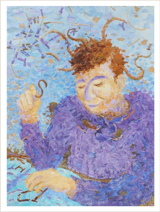 איש תופס אותיות מעופפות - קולאז'